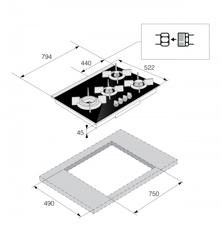 Газовая варочная панель Asko HG1825AB