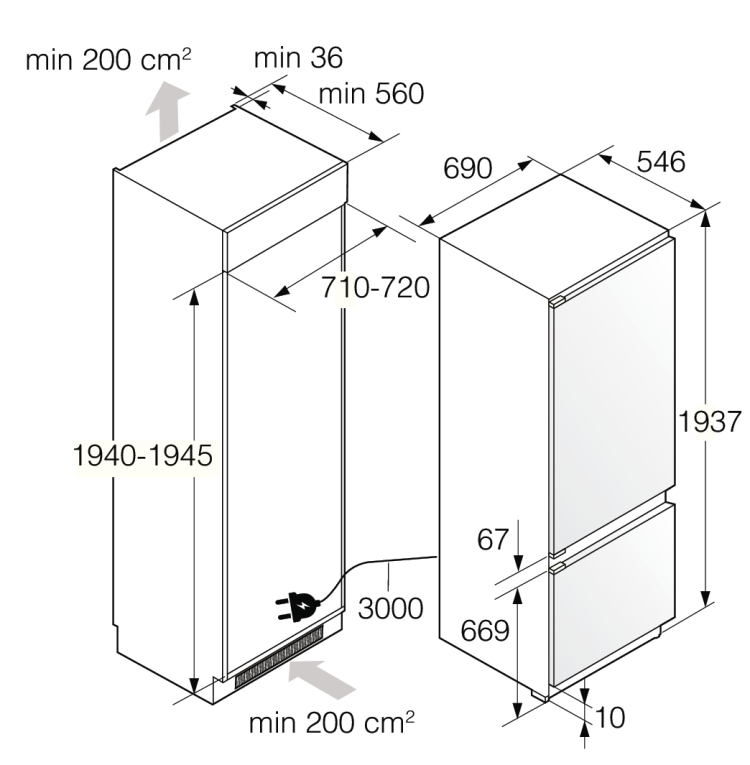 Встраиваемый комбинированный холодильник Asko RBC597SND1