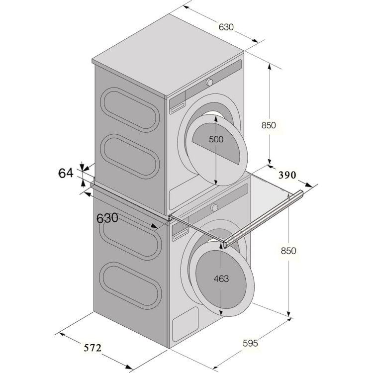 Домашняя прачечная Asko Style комплект №8: W5096RT + T509HRT+ HS60T Размеры