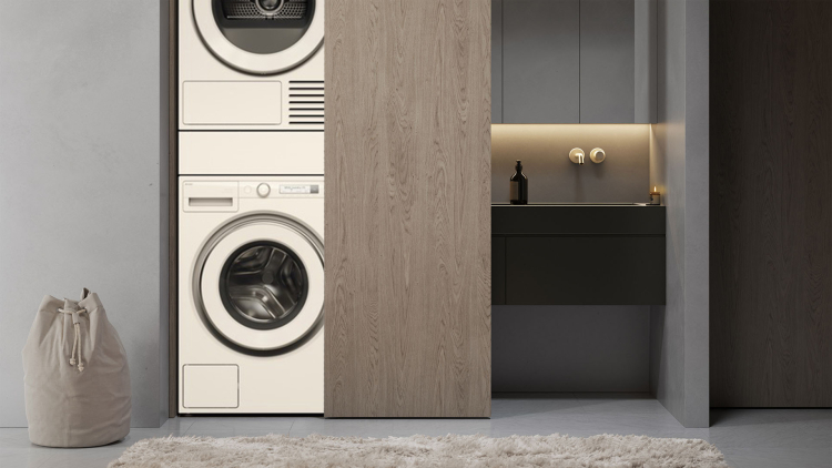 Стиральная и сушильная машина Asko Logic в колонну с выдвижной гладильной доской комплект №20: W3096RW + T309HCW + HI150W