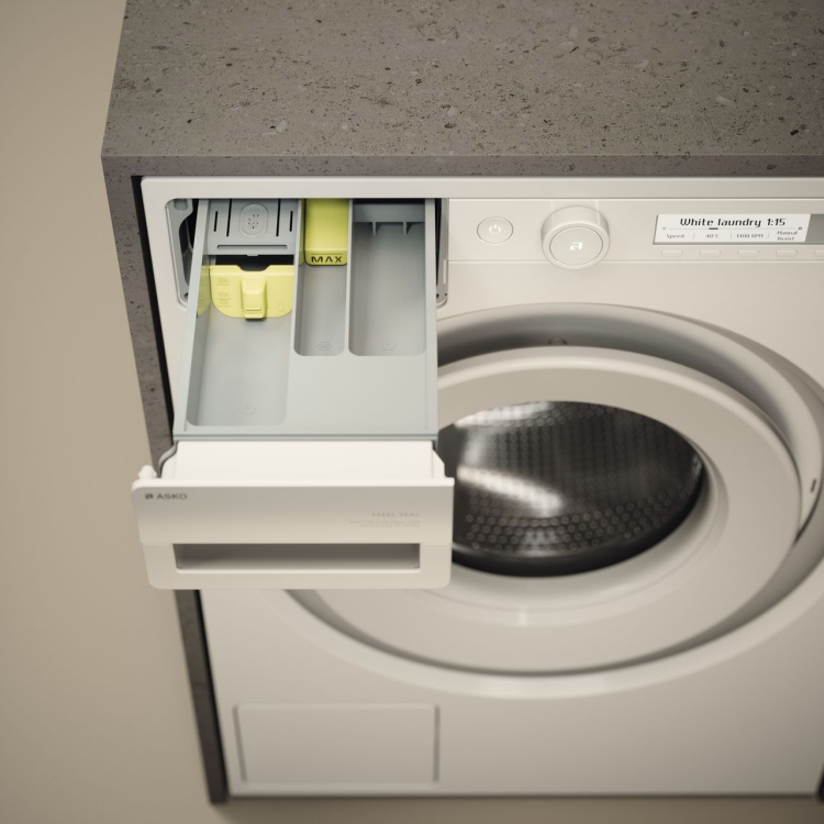 Стиральная и сушильная машина Asko Logic в колонну с выдвижной полочкой №19: W3096CW + T309HCW + HS60W